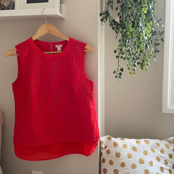 J. Crew Tops - JCREW sleeveless top with eyelet overlay.  Size 4.